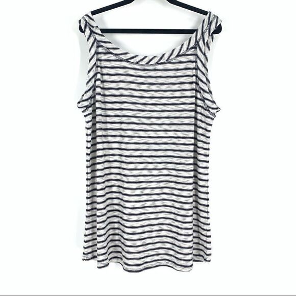 Gibson Latimer Striped Knit Sleeveless Top, Navy Off White, Size M - Picture 3 of 6